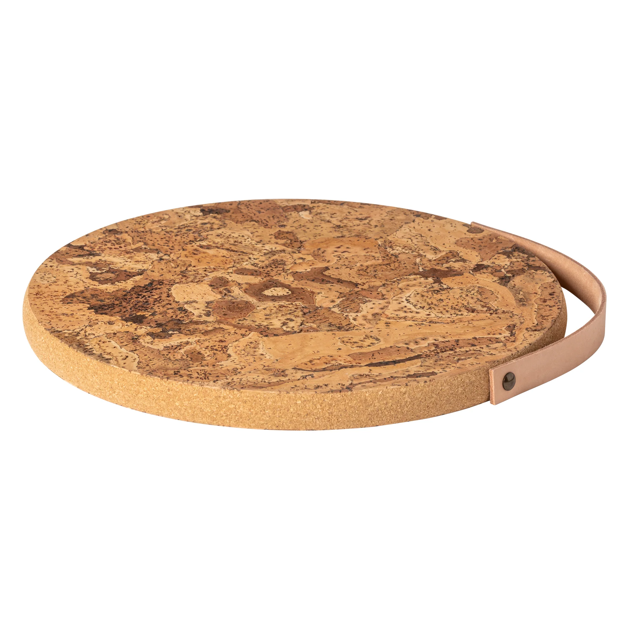 Large Cork Trivet with Leather Handle Cork