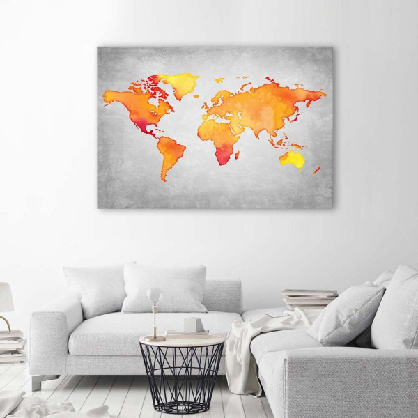 Feeby Obraz na płótnie Pomarańczowa mapa świata 60x40