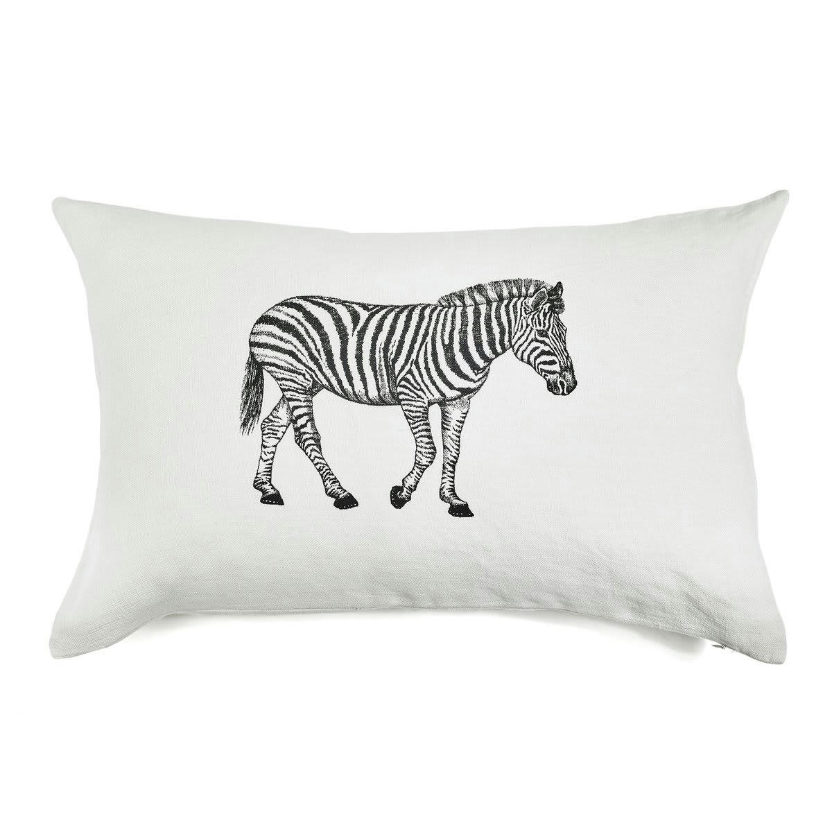 AFRIQUE ANIMAL - Coussin en lin pur lavé Zebre 40x60