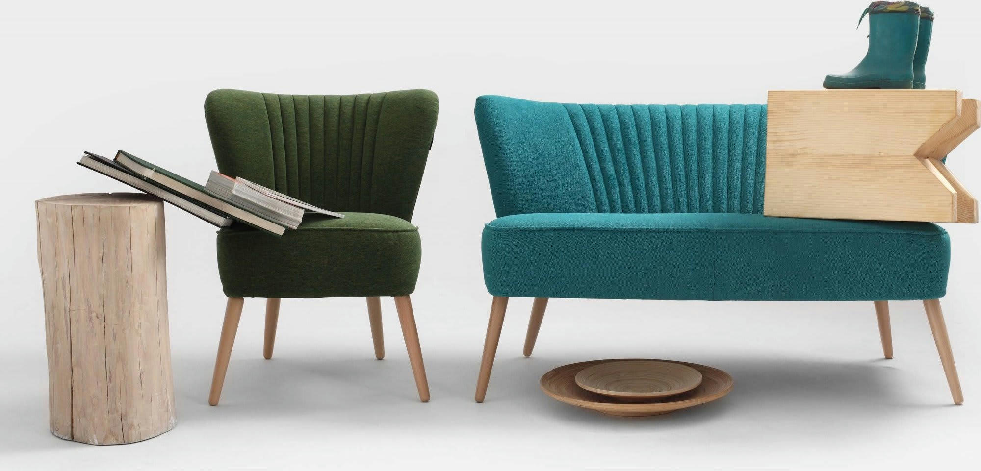 HARRY - Canapé fixe Tissu Bleu H. assise 41 cm rembourré