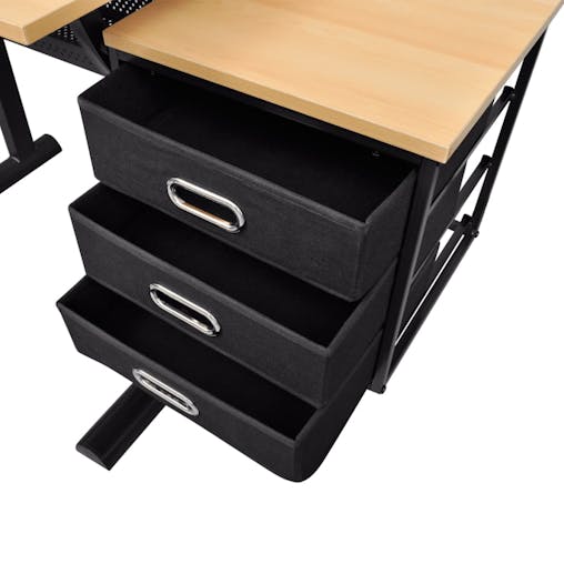 NNEVL Three Drawers Drawing Table with Stool