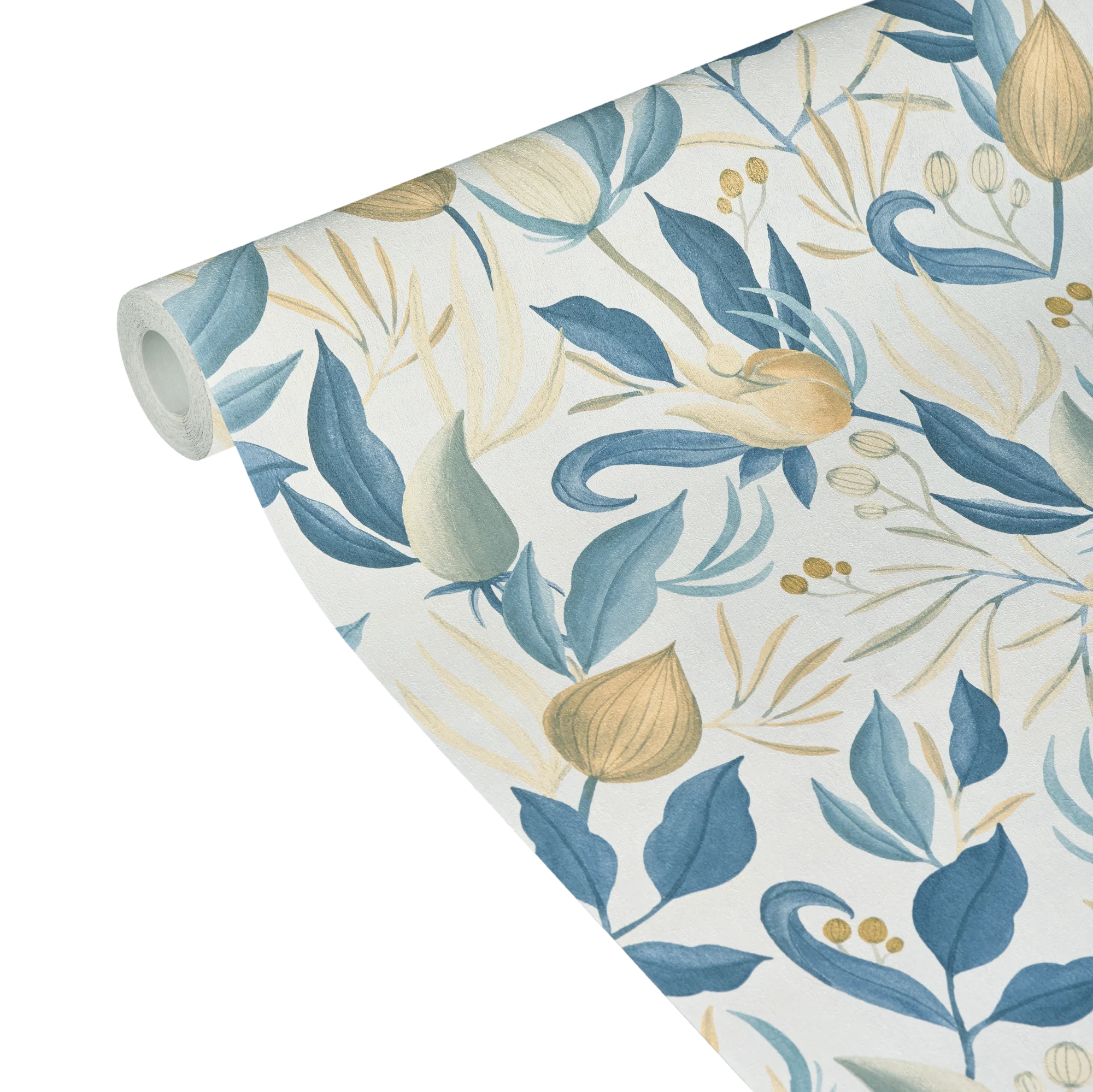 CosmoLiving Papier peint intissé STILL BLOOM bleu pétrole et ocre