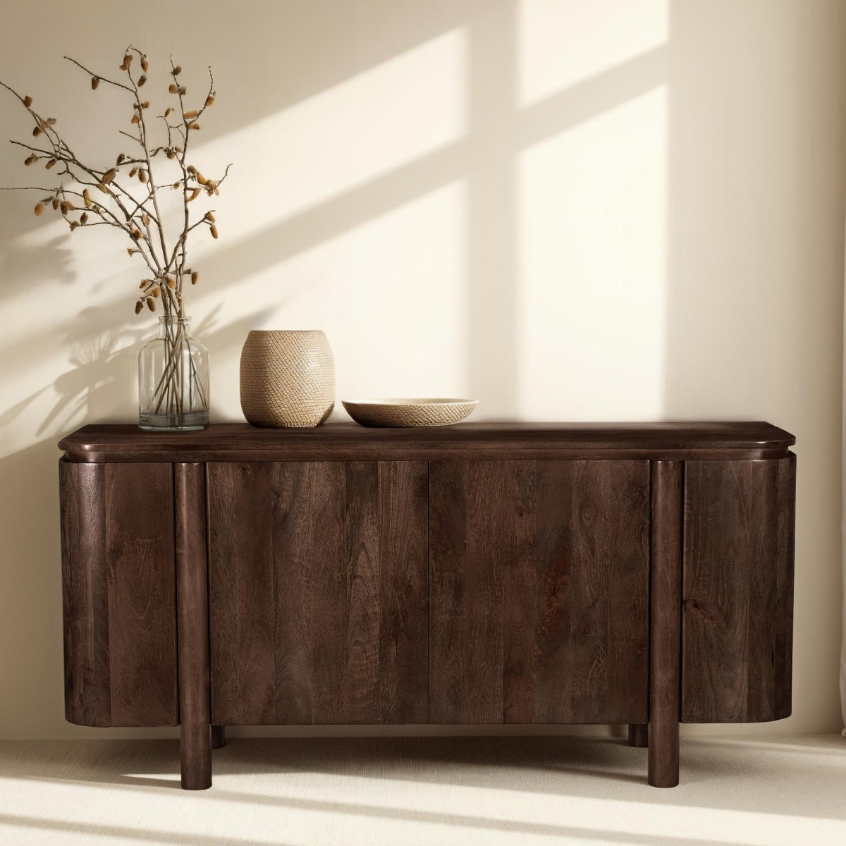 Livingfurn - Dressoir Donkerbruin Mangohout - 170x40x80cm - Salano