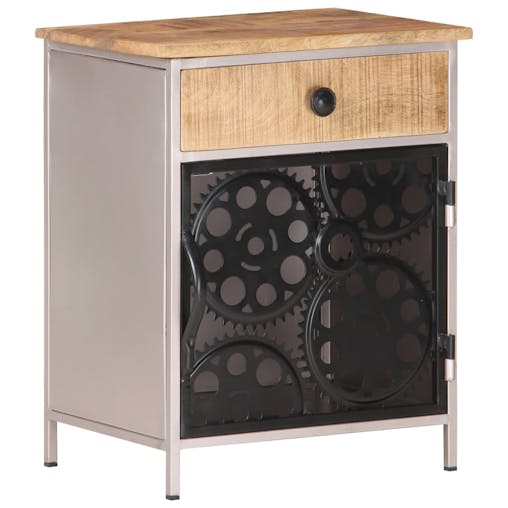 NNEVL Bedside Cabinet 40x30x50 cm Rough Mango Wood