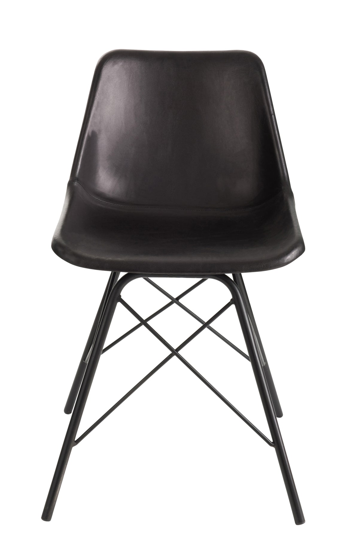 J-Line stoel Loft - leer/metaal - zwart - 2 stuks