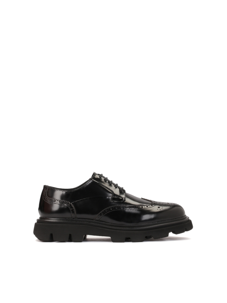 Black leather brogues casual shoes