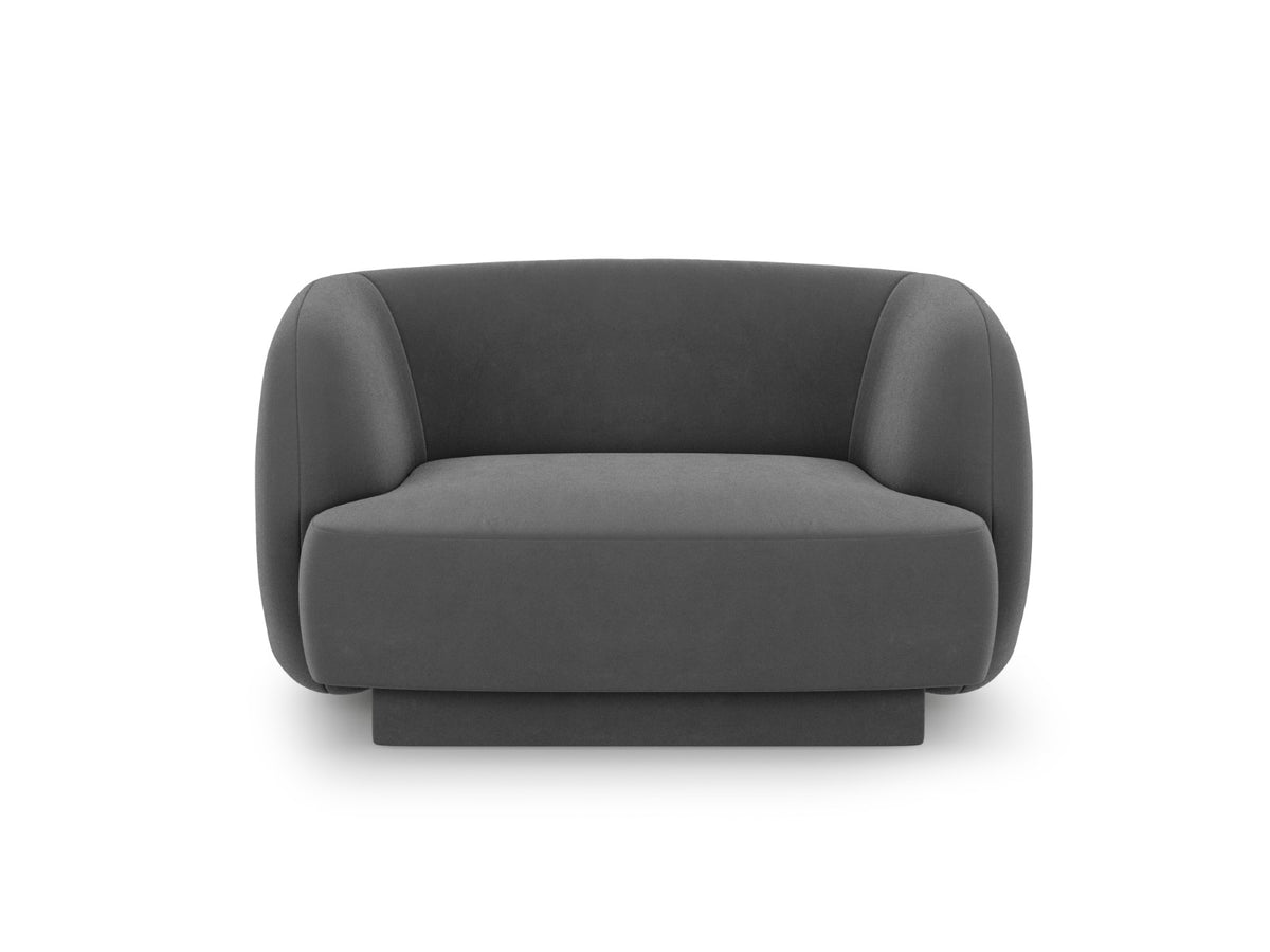 Micadoni Fauteuil Miley flueel, grijs - 90x103x70cm