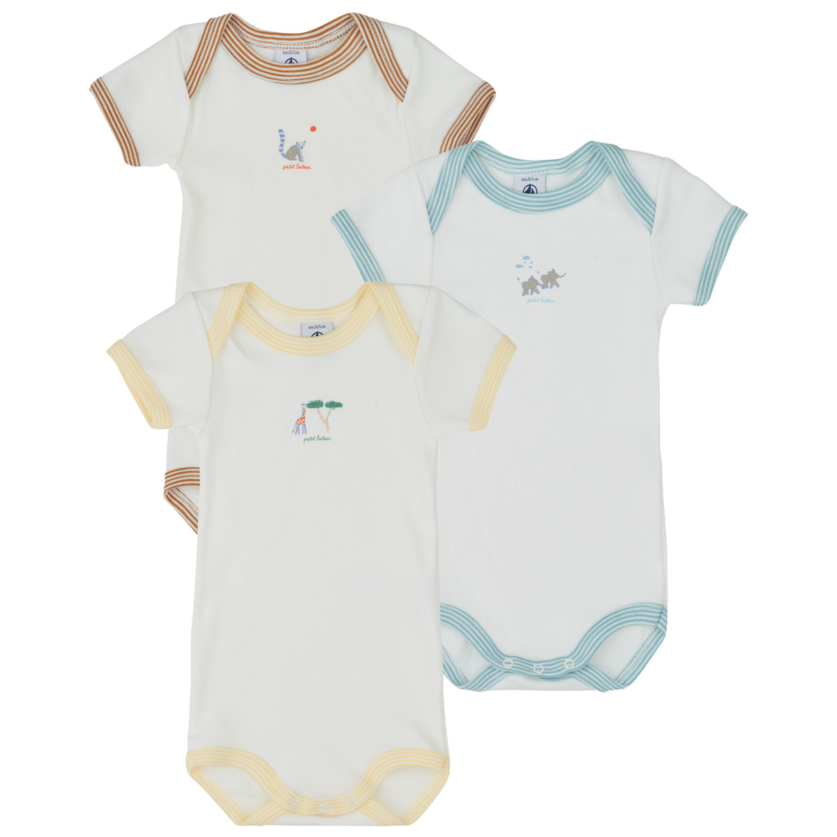 Petit Bateau - 3 BODIES US MC - White