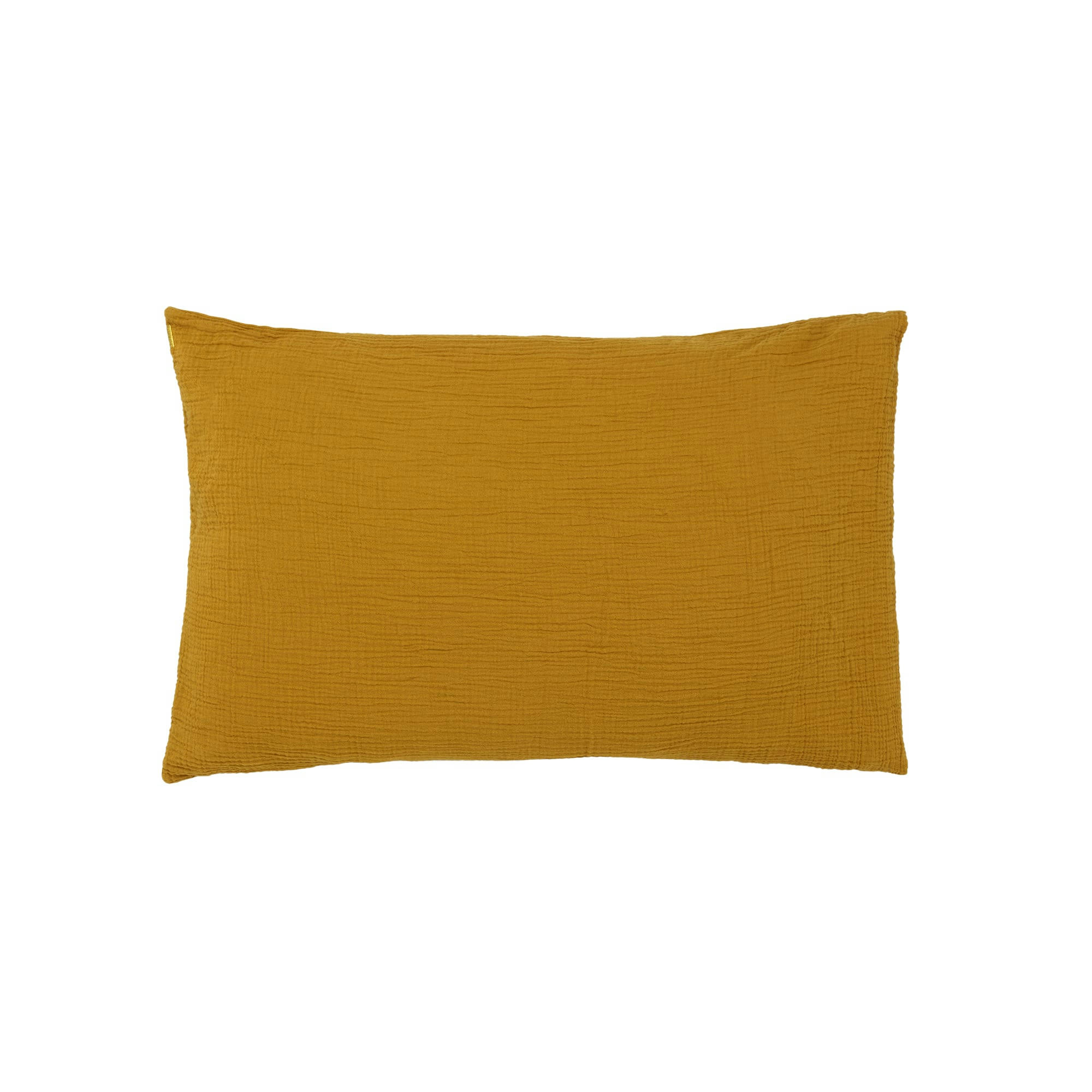 - Taie d'oreiller en double gaze de coton jaune safran 50x70 cm