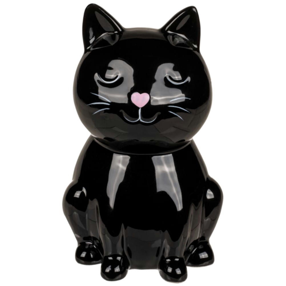 - Tirelire chat coeur noir 15cm