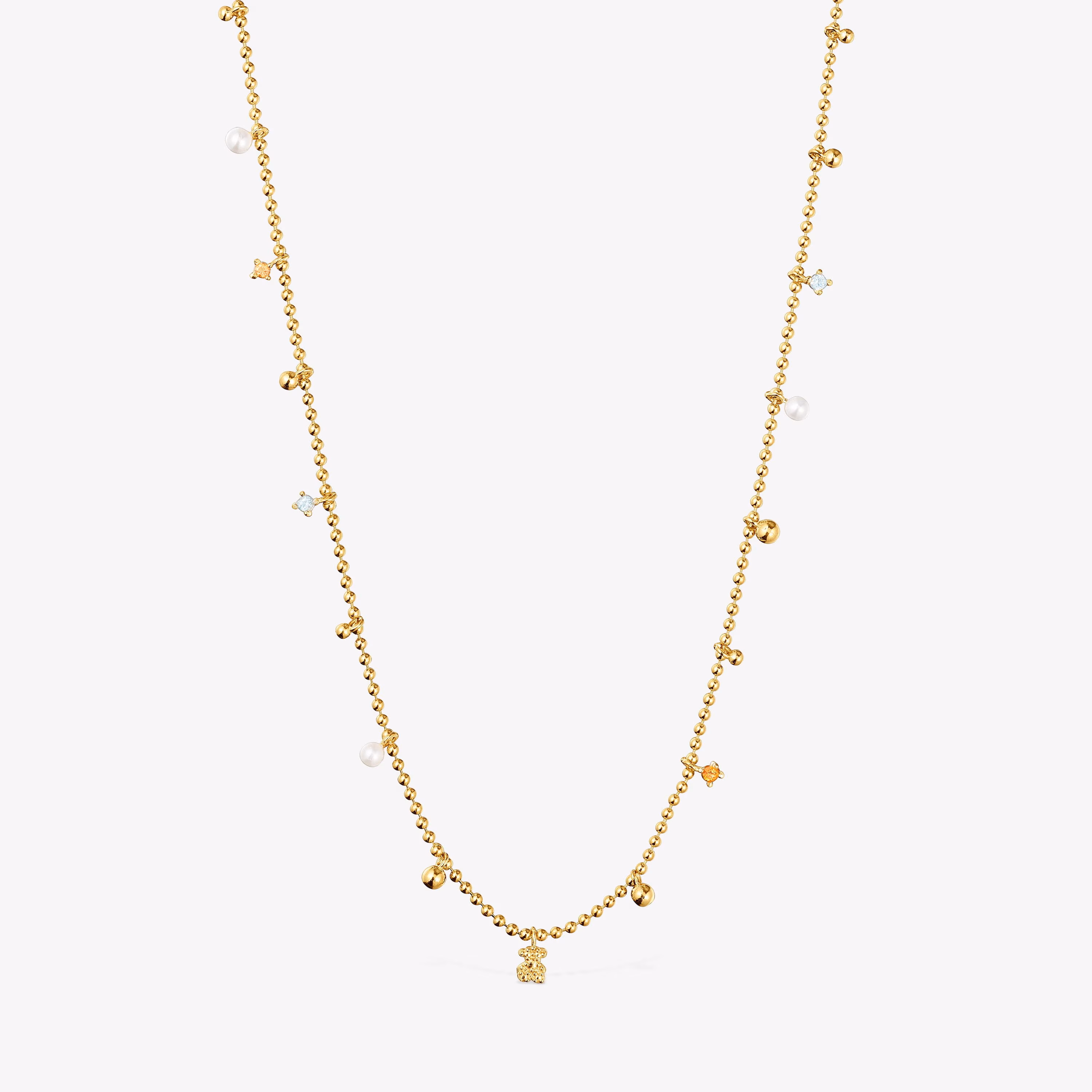 Collar corto con baño de oro de 18 kt sobre plata, perlas cultivadas y gemas TOUS Grain