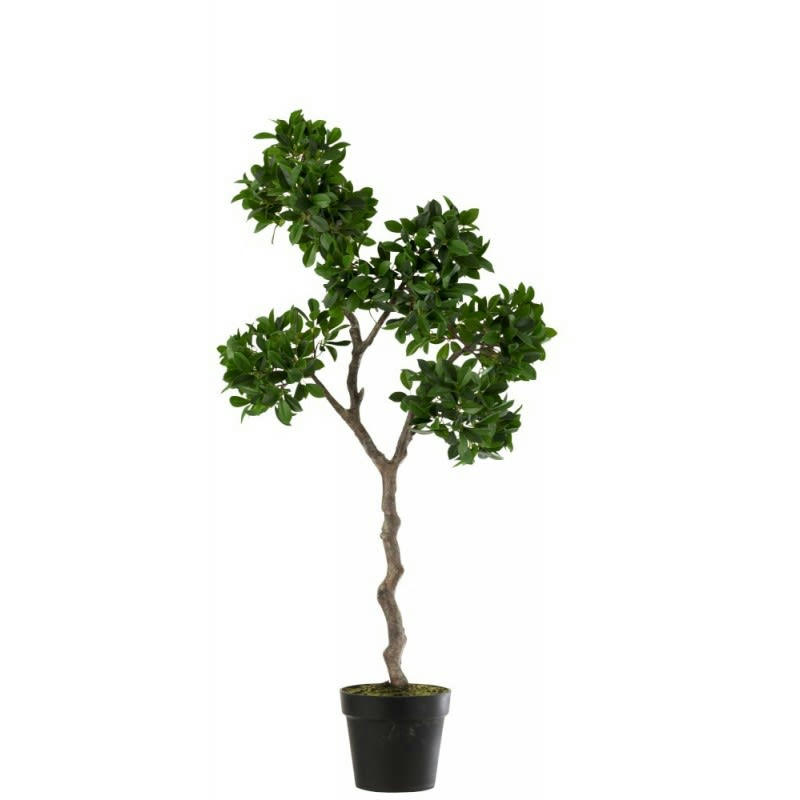 FICUS - Arbre en pot ficus plastique vert et noir H120cm