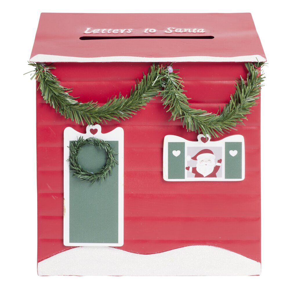 BoÎte aux lettres No&euml;l décorative métal rouge traditionnel 10xH25cm