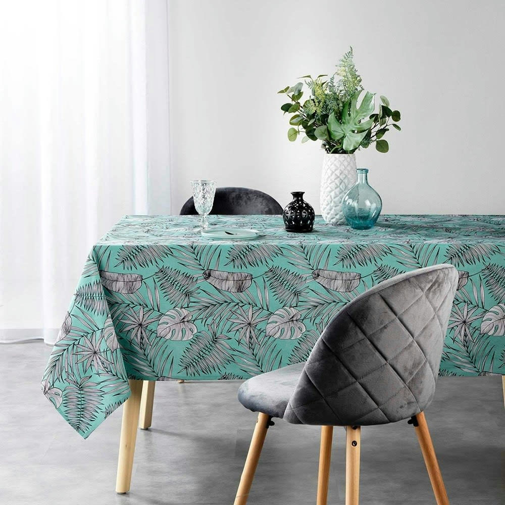PUEBLA - Nappe rectangulaire polycoton menthe 140x240cm