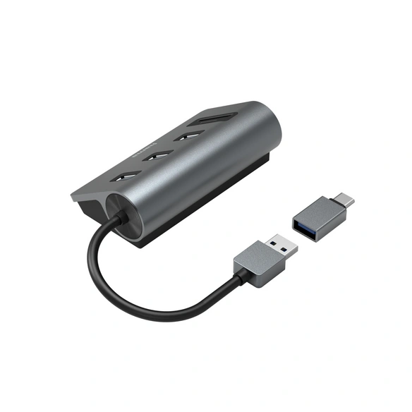 USB-Kartenleser, grau/schwarz, Kunststoff