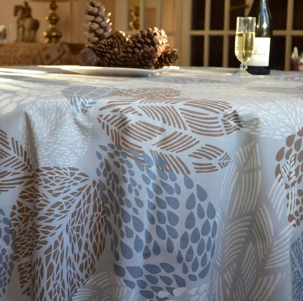 FEUILLES - Nappe enduite ovale 160 x 200 cm beige