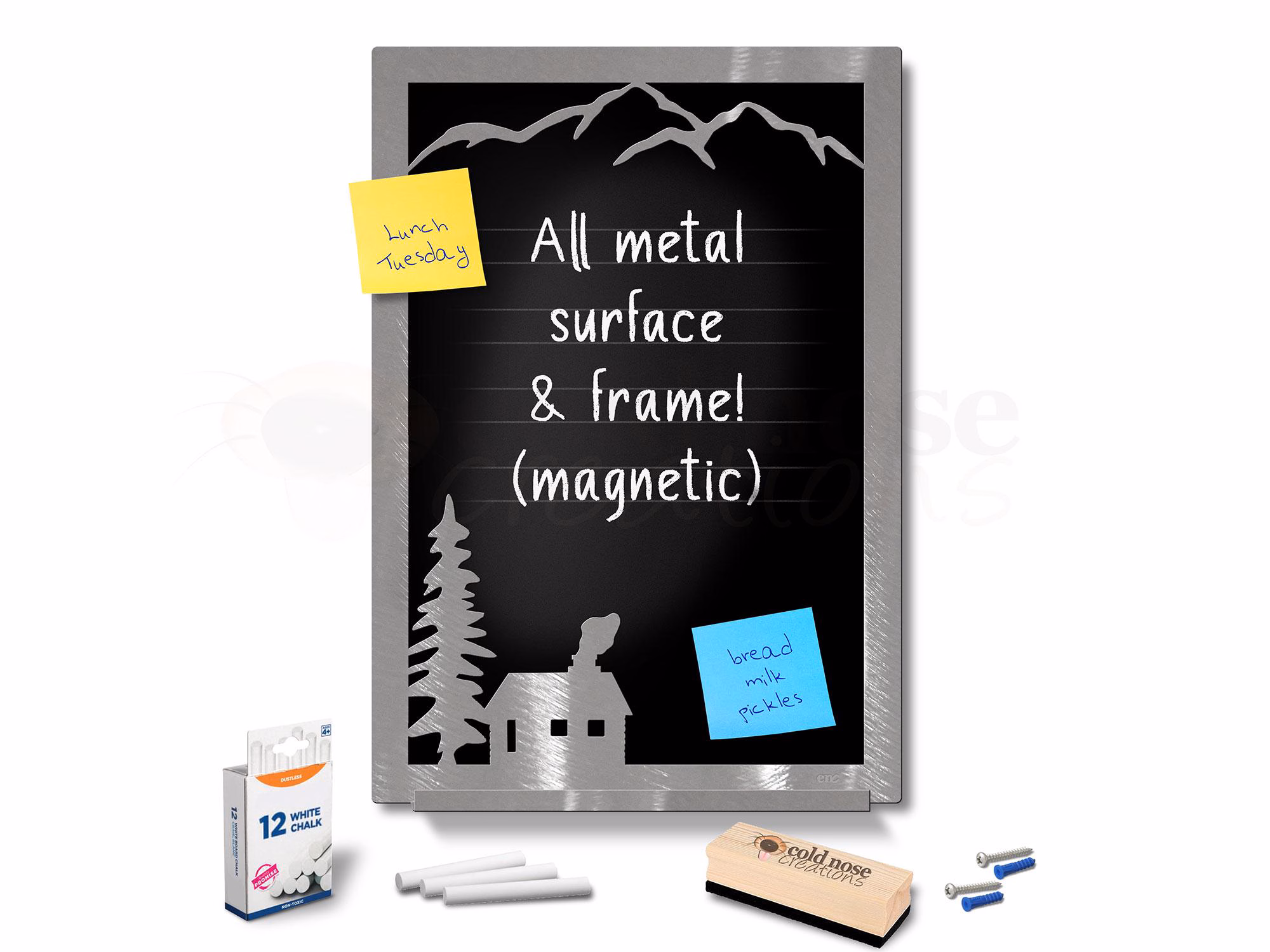 Mountin Cabin All-Metal Chalkboard Set : Lodge Decor Blackboard - Choose Size