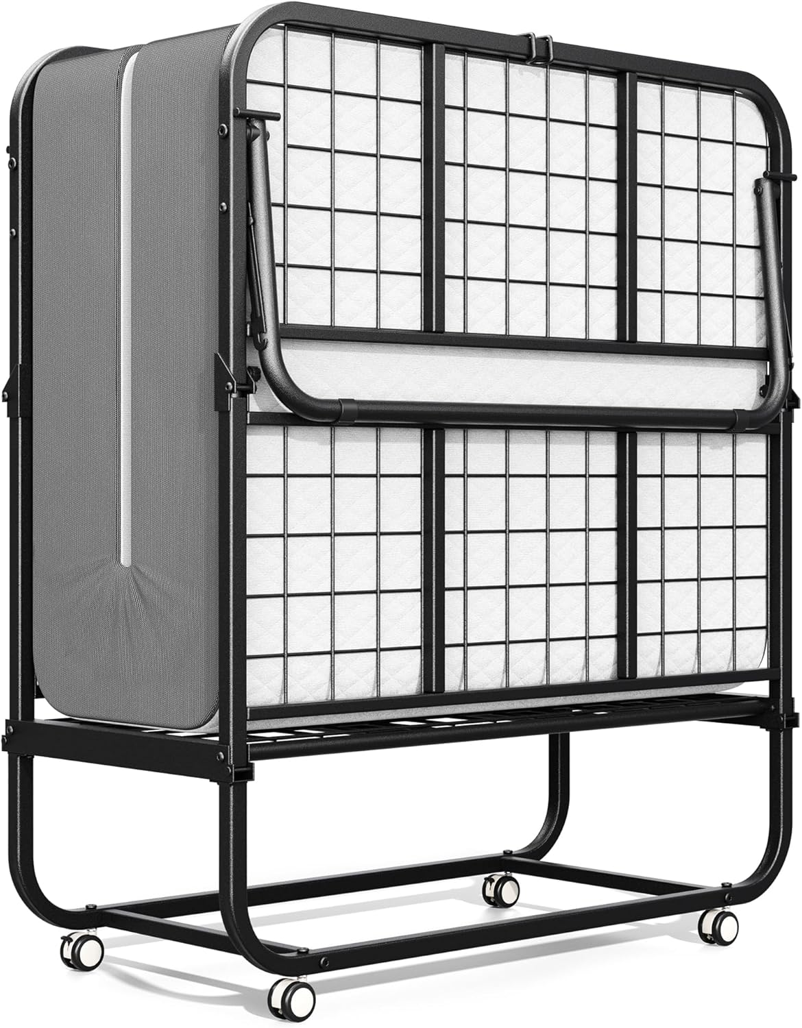 INTERGREAT Folding Bed, 75 x 31Cot Size Portable Folding Beds for Adults, Metal Foldable Bed on Wheels for Guest, Space Saving Roll Away Beds for Easy Storage