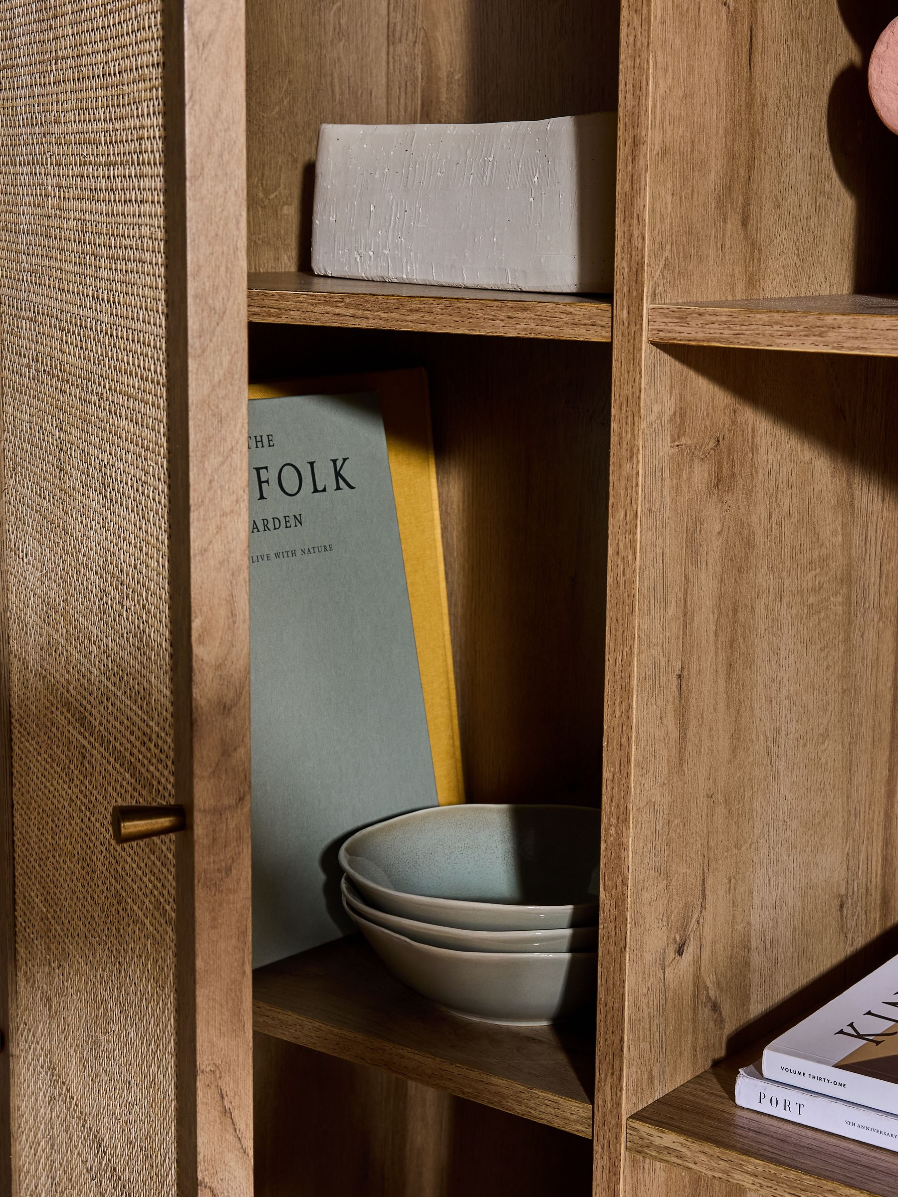 Pavia Rattan Bookcase in Oak Effect