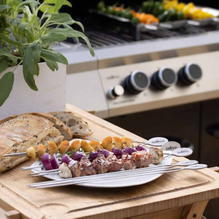 4 piques doubles à brochettes en inox 35 cm - Grillfürst