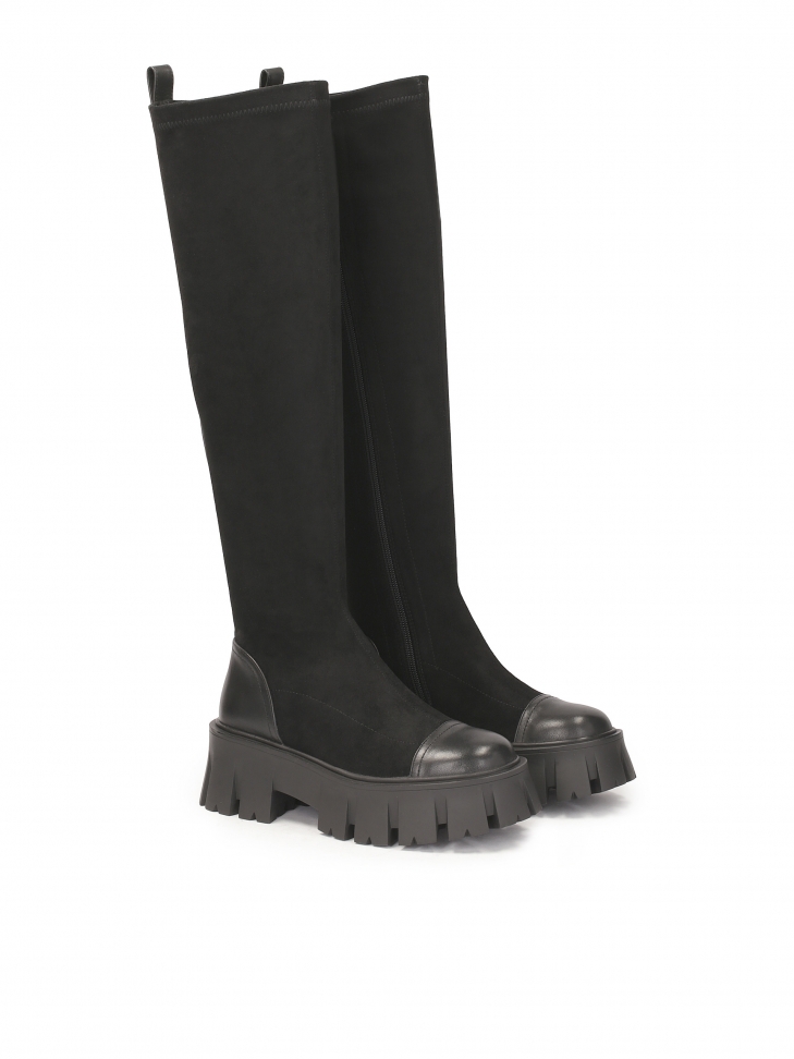 Ladies' black over-the-knee boots