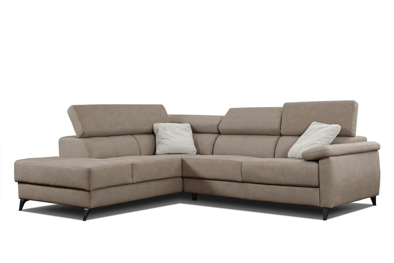 TAUNUS - Canapé d'angle gauche 5 places beige foncé