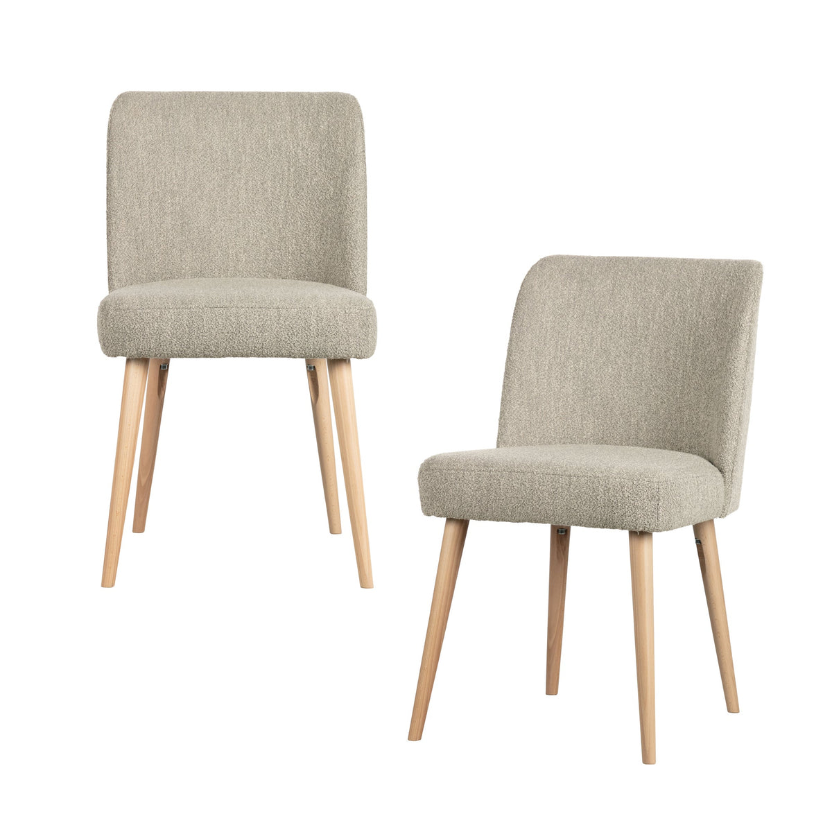 vtwonen eetkamerstoelen Force - Bouclé - Naturel - Set van 2
