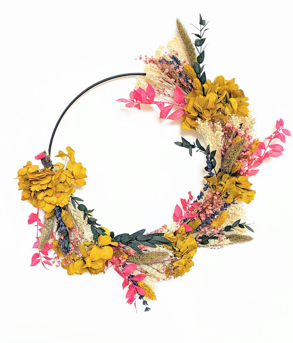 - Couronne murale de fleurs séchées Hilda D30 cm