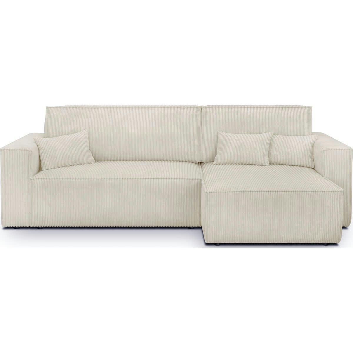 LIVIA - Canapé d'angle convertible 4 places avec coffre, velours côtelé beige