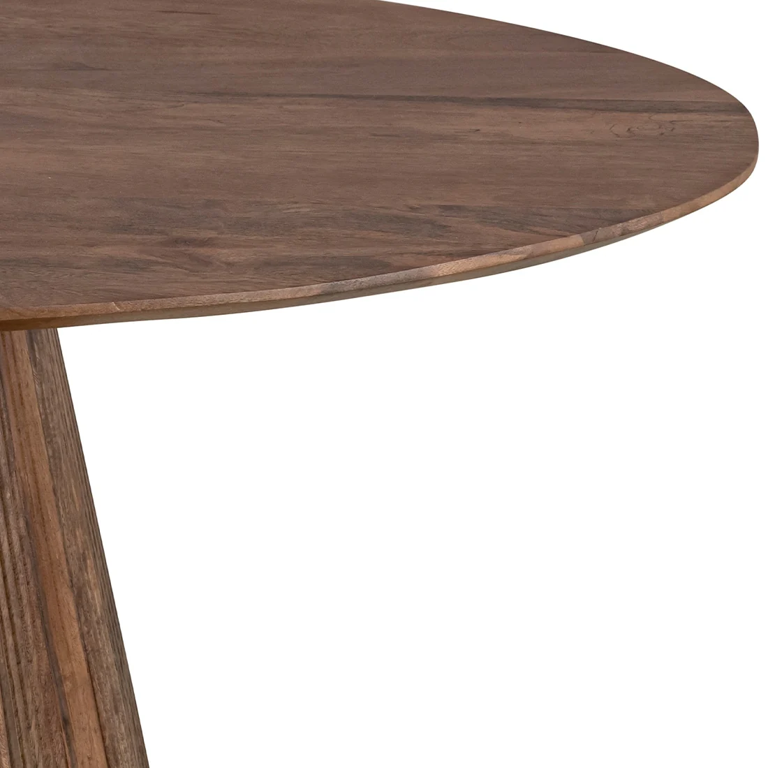 Mid Century Modern Brown Wood Coffee Table with Fluted Base - Living Room Furniture for Living Room