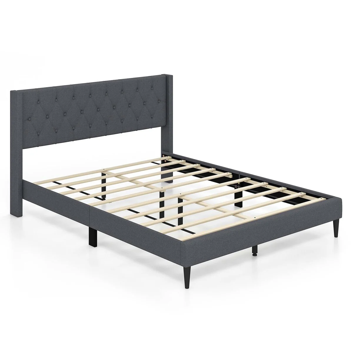 Costway Queen Size Upholstered Platform Bed with Button Tufted