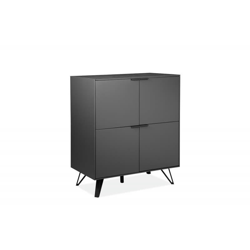 ONYX - Armoirette 4 portes gris anthracite et plateau céramique