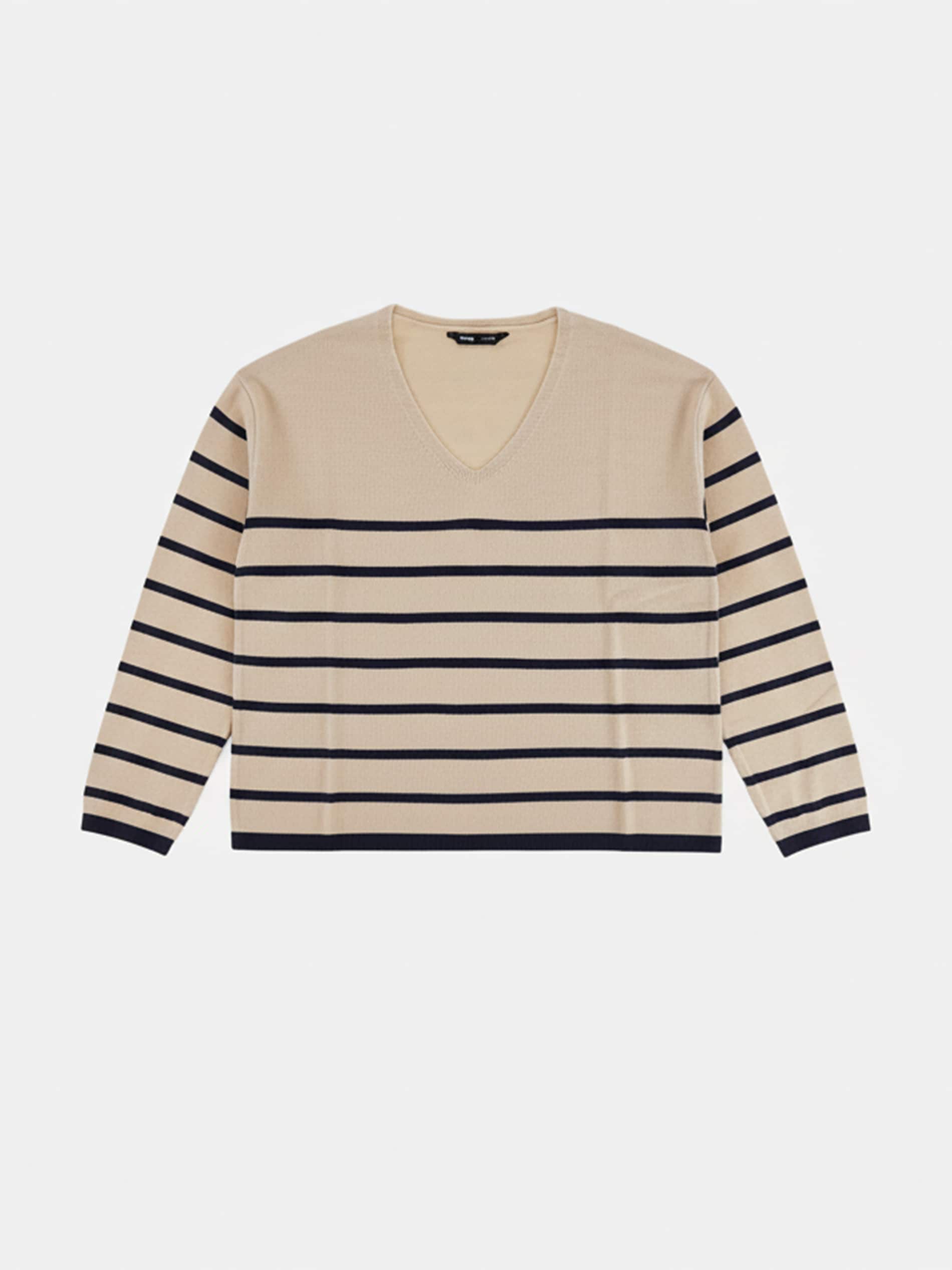 Sweter w paski z dekoltem V