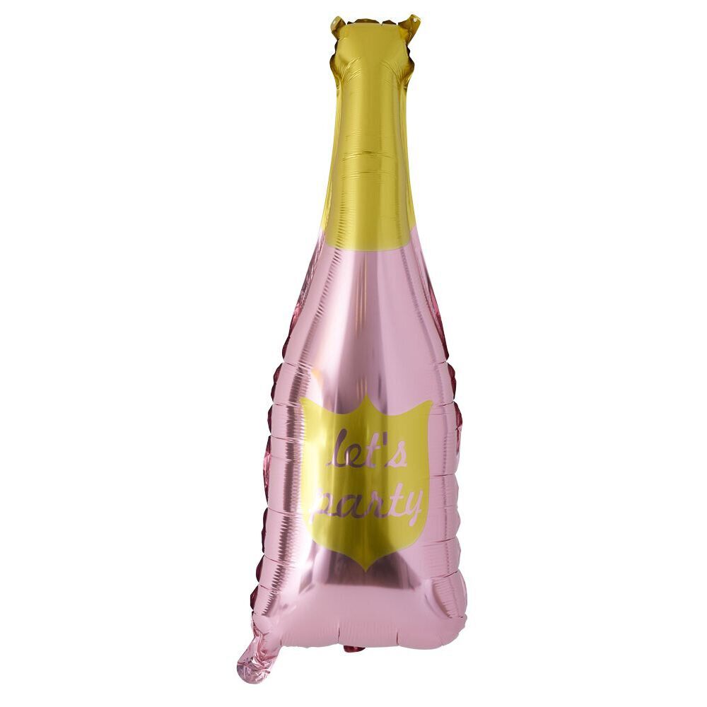 Ballon alu forme bouteille rose et dorée 78cm