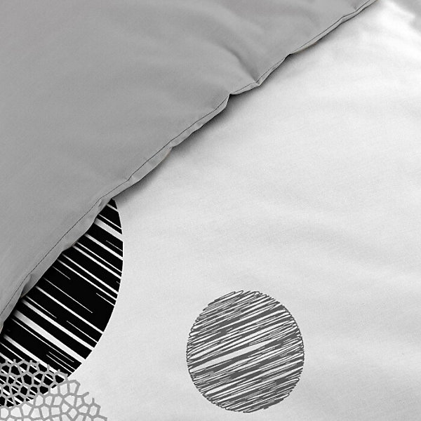 Housse de Couette 260 x 240 cm   2 Taies 100 % Coton 57 Fils Stormi Noir &Blanc