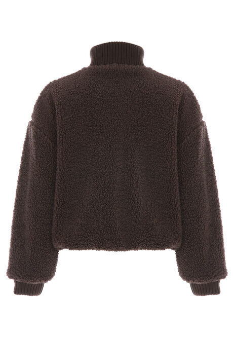 Older Girls Brown Borg Zip Through Jacket