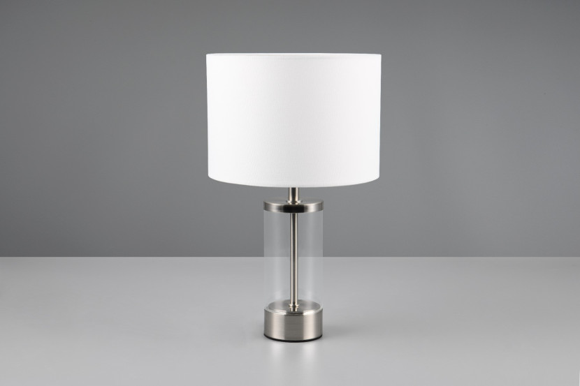 Lampa stołowa z abażurem srebrno-biała Grazia 1xE14x25W wys:33,5cm RL