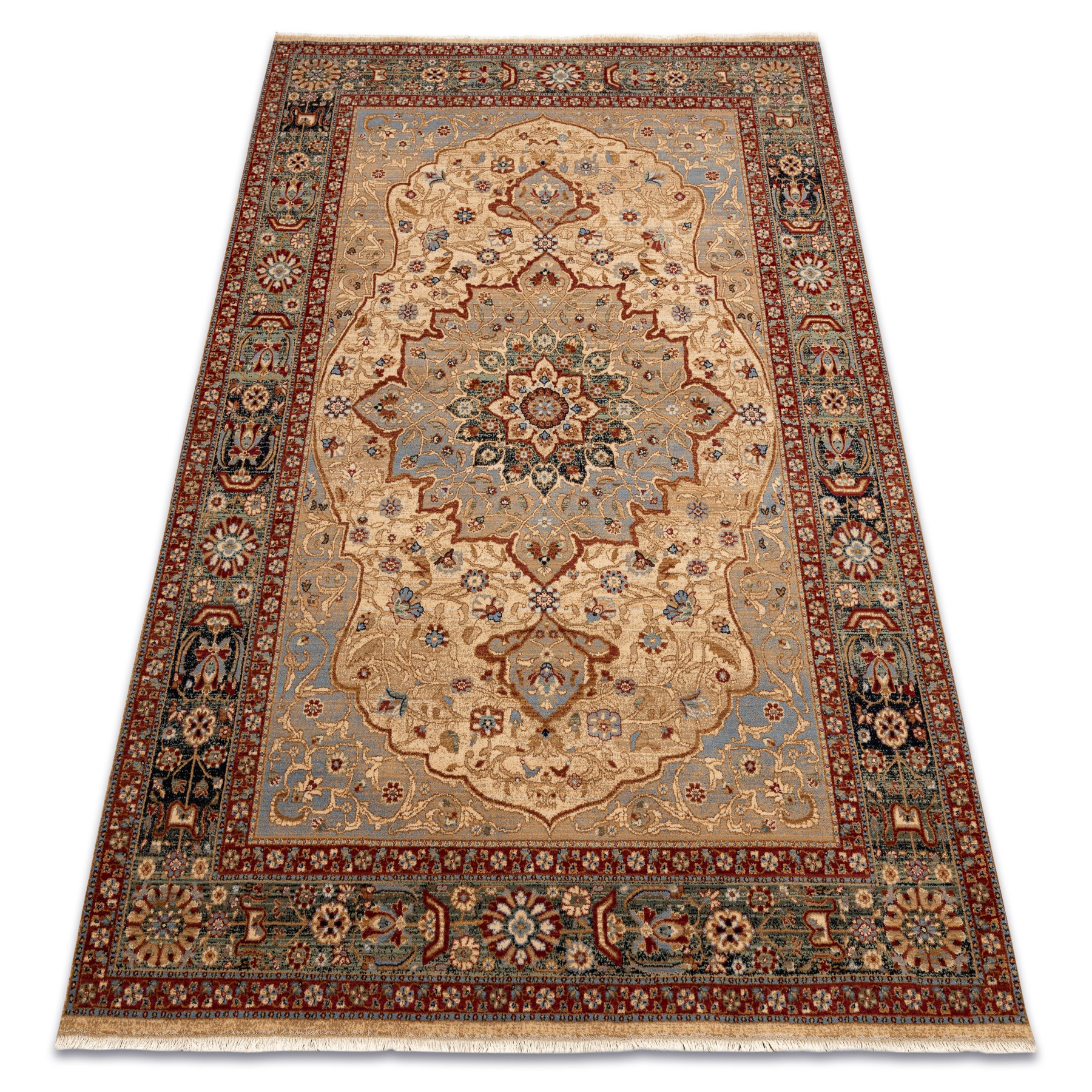 Dywan wełniany KESHAN Frędzle, Rozeta orientalny 7519/53555 80x145 cm