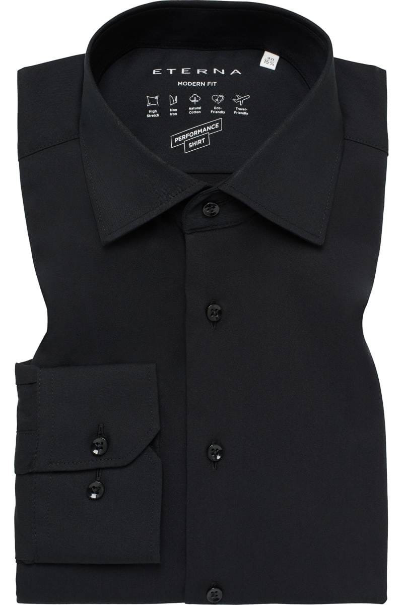 ETERNA Performance Modern Fit Hemd schwarz/weiss, Einfarbig