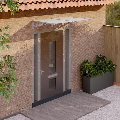NNEVL Door Canopy Grey and Transparent 152.5x90 cm Polycarbonate