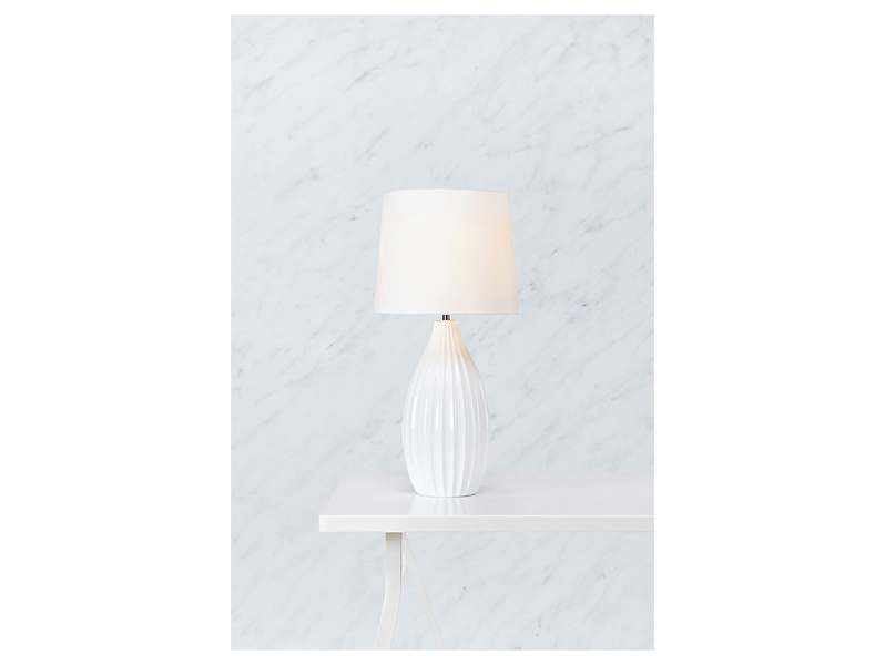 Lampa stolowa Stephani tkaninowa biała
