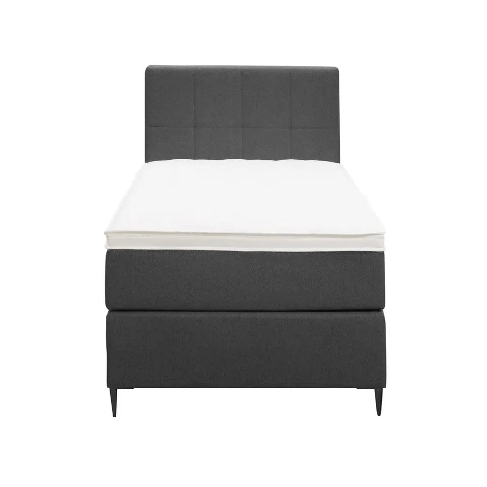 Boxspring Liv geblokt - antraciet - 90x200 cm - slanke poot
