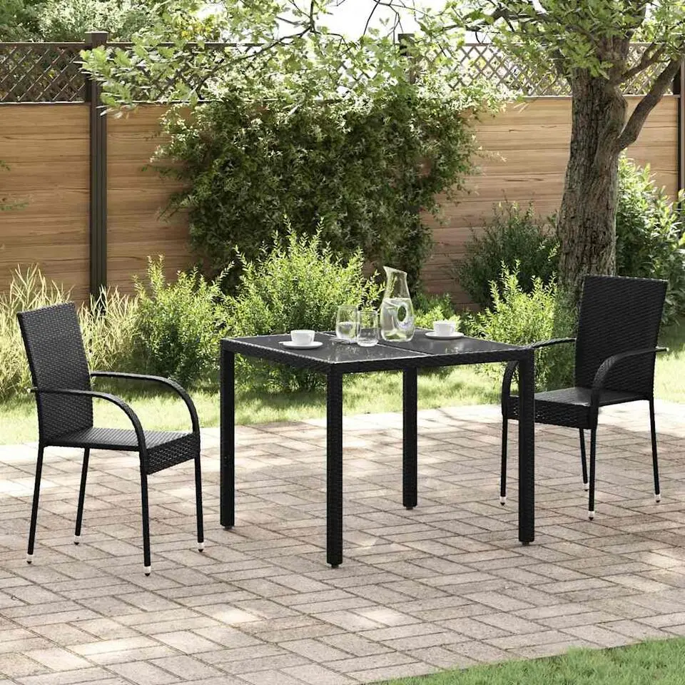 vidaXL Tuinstoelen stapelbaar 2 st poly rattan zwart
