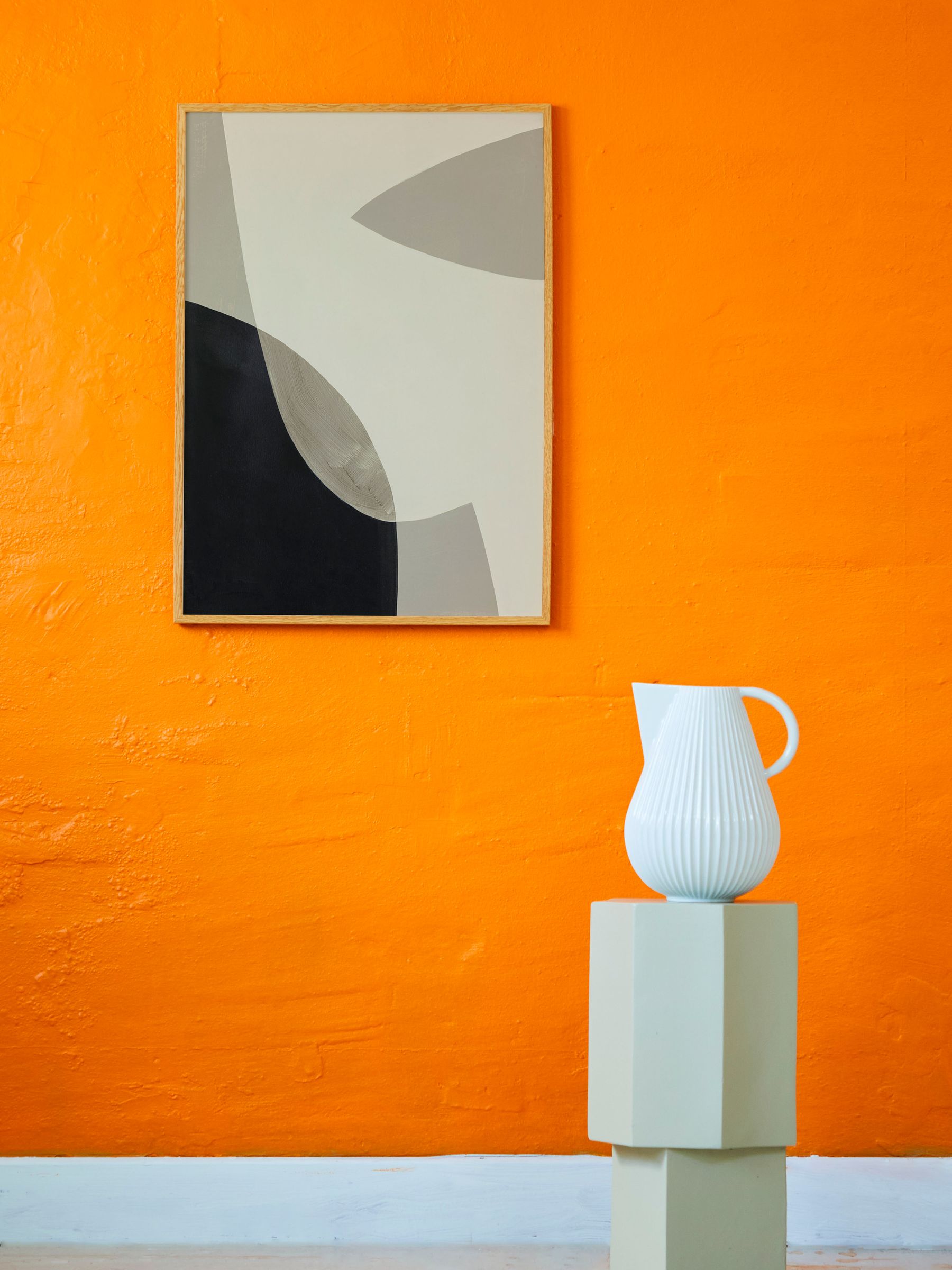 Paper Collective Grey Simplicity 01 Framed Wall Art Print in Natural Oak Frame