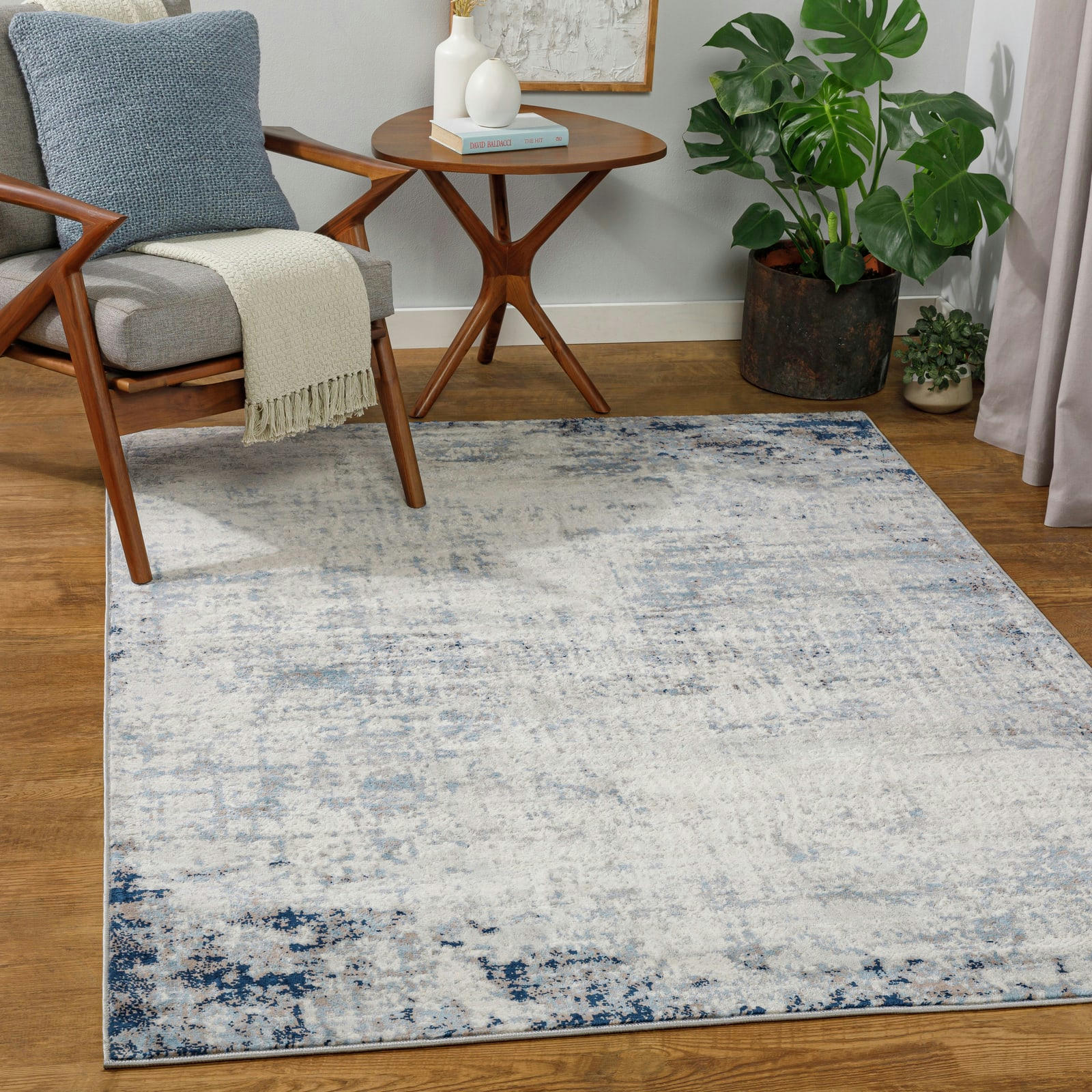 ALIX - Tapis Abstrait Moderne Gris/Bleu 160x215