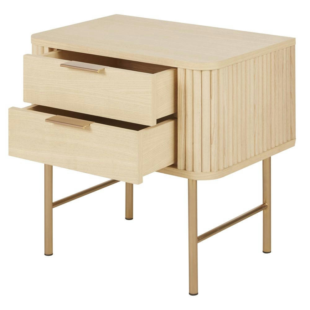 Ormond - Table de chevet 2 tiroirs en métal coloris laiton