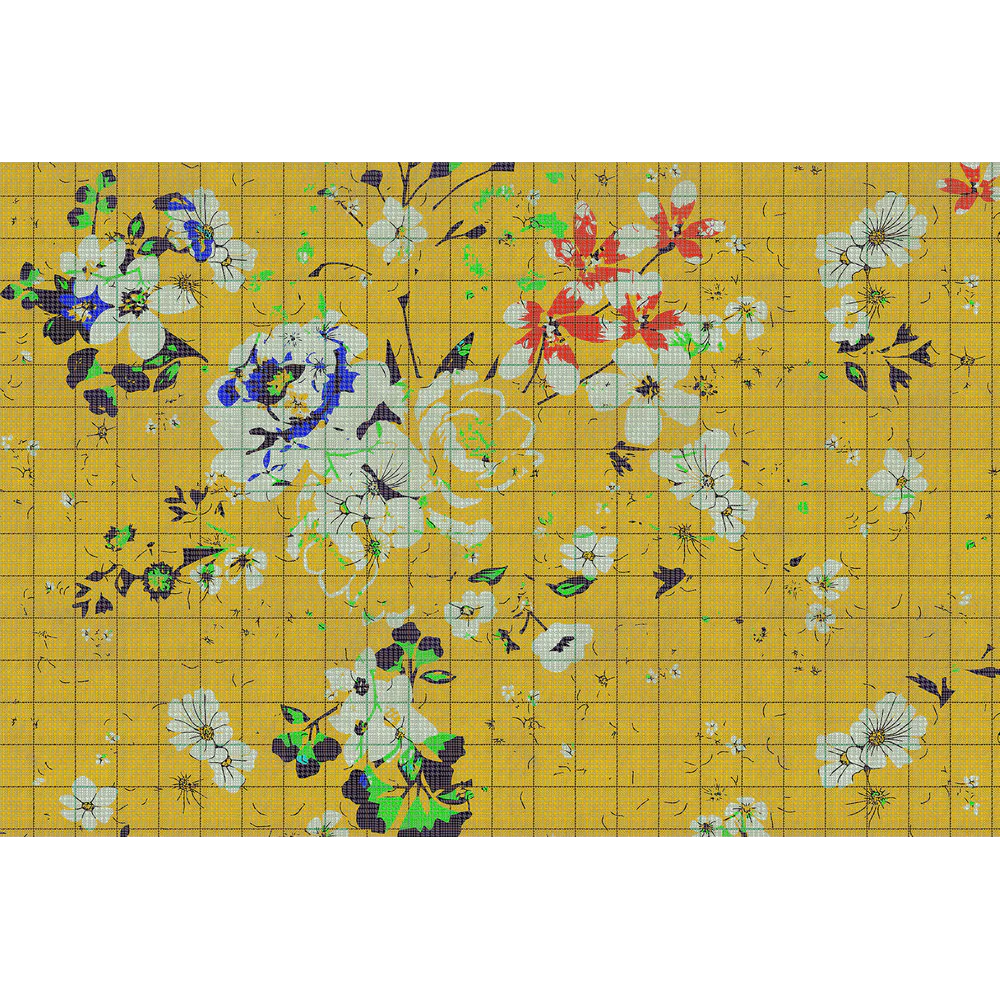 Papier peint panoramique XL FLAID 400 x 270 cm jaune bouton d'or