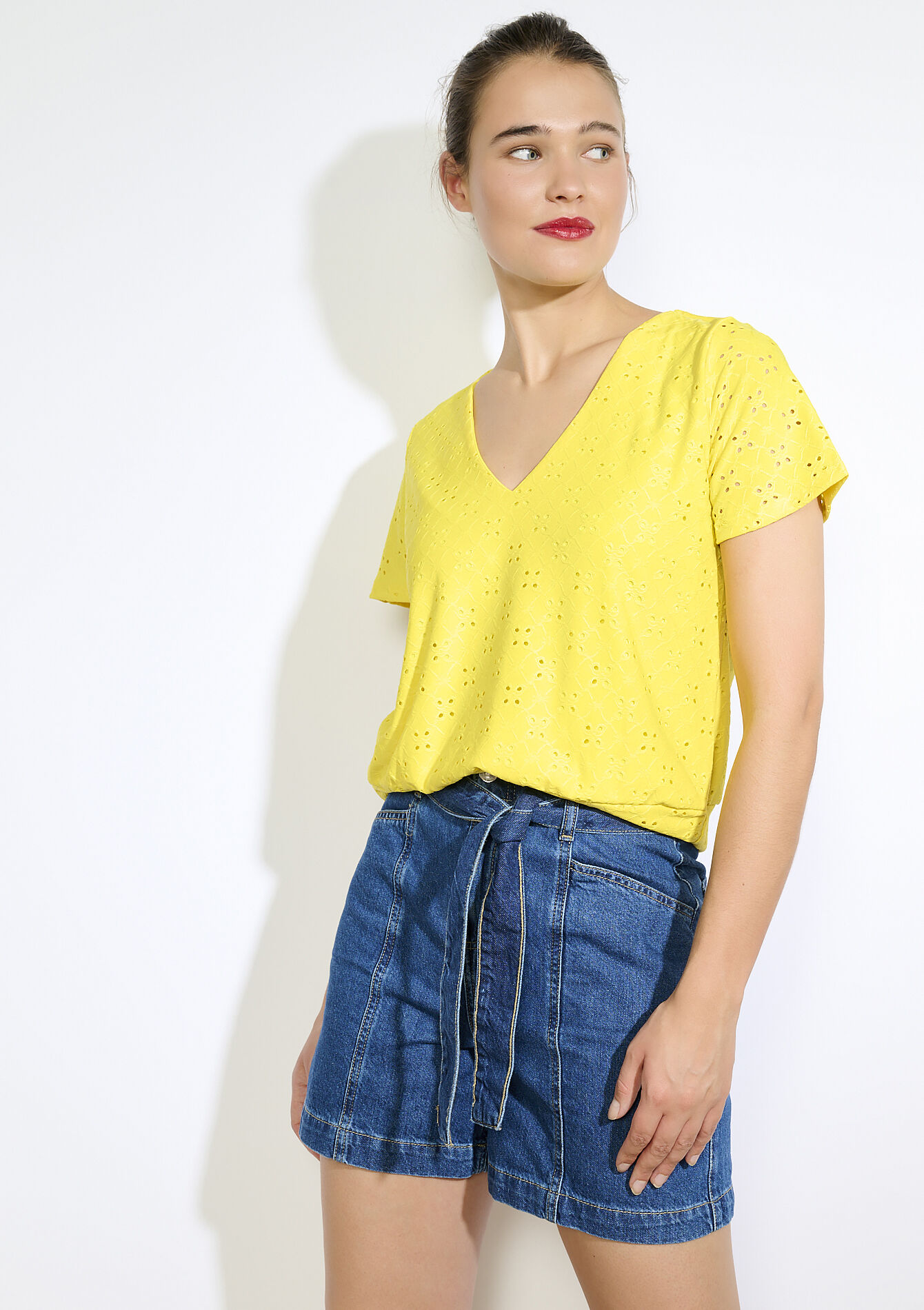 Geborduurd T-shirt met korte mouw