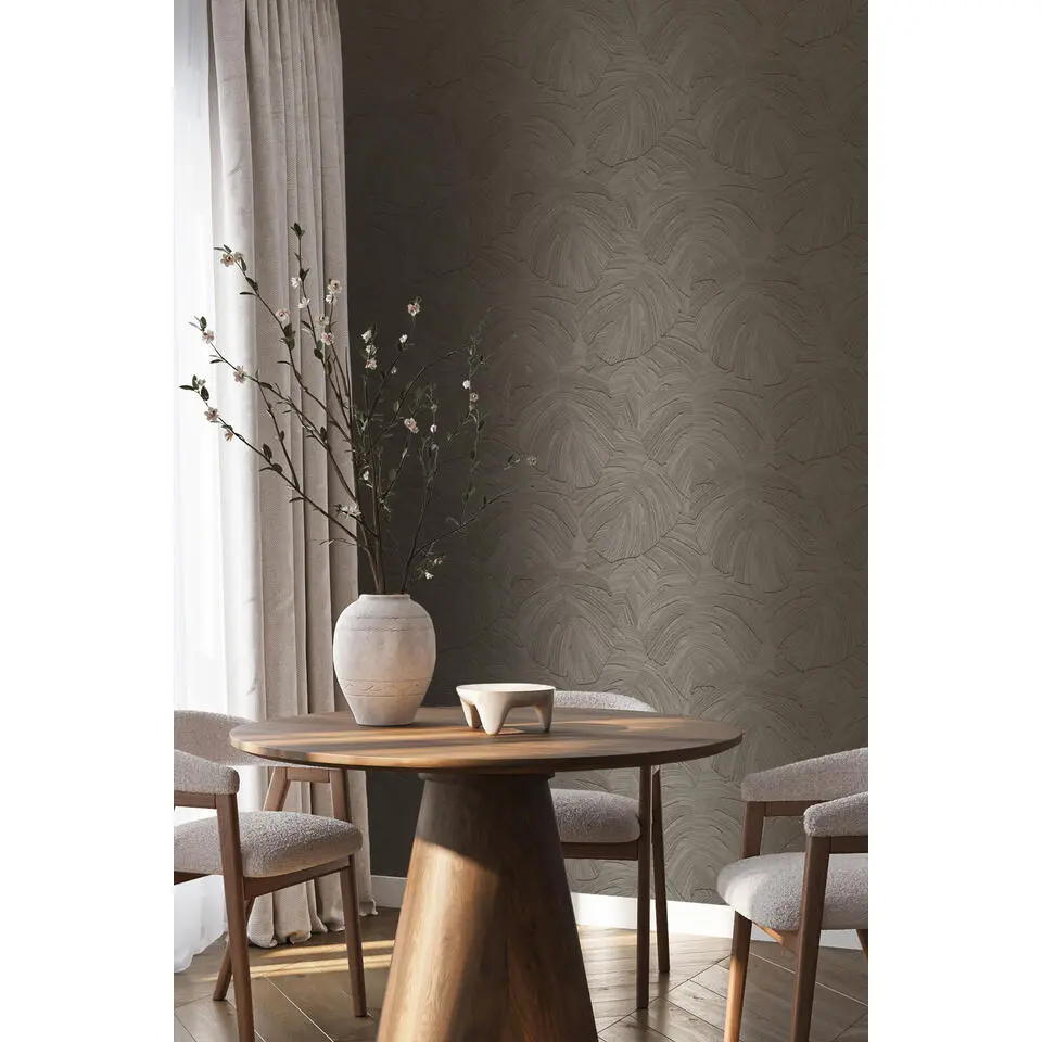 Origin Wallcoverings behang tropische bladeren donker beige - 53 cm x 10.05 m