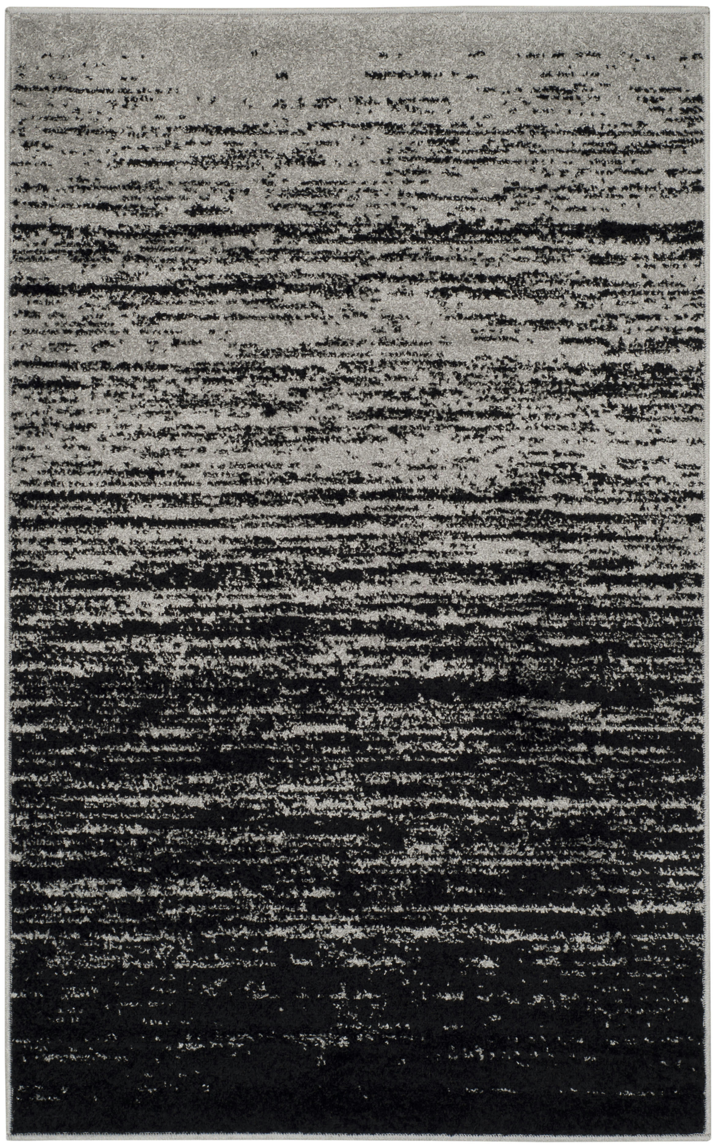 ADIRONDACK - Tapis de salon interieur en argente & noir, 122 x 183 cm